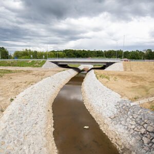 A new recently built highway in Brcko district, Bosnia and Herzegovina. The road was built by Spanish company Rubau and is important for the region