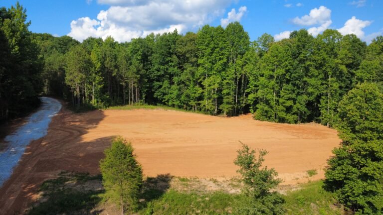 Graded building pad and gravel driveway near Temple, Georgia